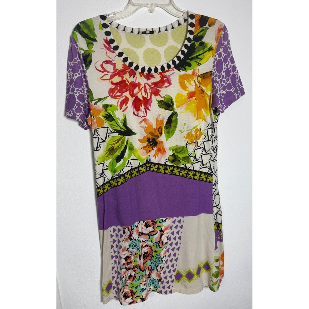 Etro Dress Women 46 Multicolor Mixed‎ Print Floral Geometric Short Sleeve Shift - Picture 5 of 10